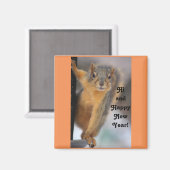 Gelukkig Nieuwjaar Eekhoorn Magneet (Voorkant / Achterkant)