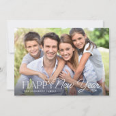Gelukkig Nieuwjaar Eenvoudig Script 2 foto's Feestdagenkaart (Voorkant)