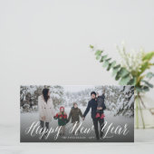 Gelukkig Nieuwjaar Eenvoudig Script Modern Minimal Feestdagenkaart (Staand voorkant)