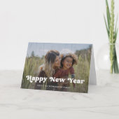 Gelukkig nieuwjaar | Eenvoudige Boho-fotobedekking Feestdagen Kaart (Voorkant)