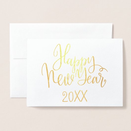 Gelukkig Nieuwjaar eenvoudige moderne kalligrafie  Folie Kaarten (Voorkant met envelop)