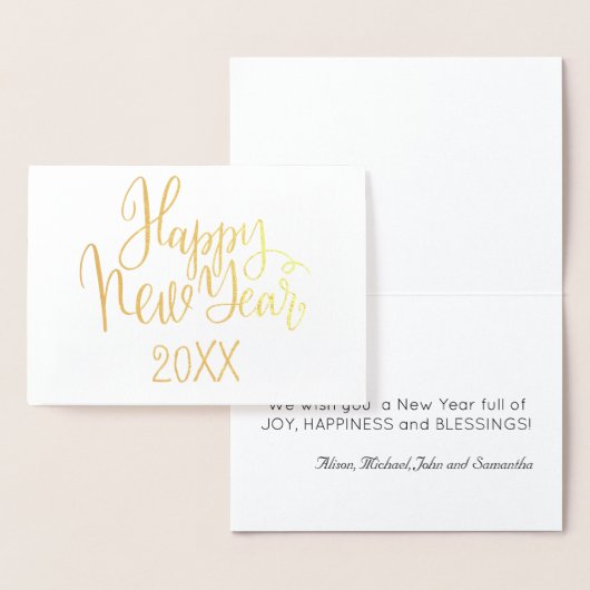 Gelukkig Nieuwjaar eenvoudige moderne kalligrafie  Folie Kaarten (Display)