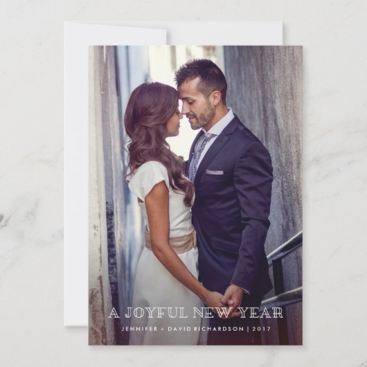 Gelukkig nieuwjaar | Eenvoudige overlay met foto Feestdagenkaart (Voorkant)