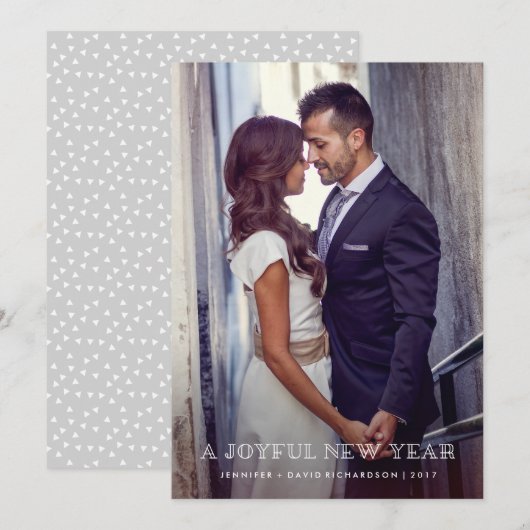 Gelukkig nieuwjaar | Eenvoudige overlay met foto Feestdagenkaart (Voorkant / Achterkant)