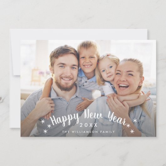 Gelukkig Nieuwjaar Eenvoudige Sterren Aangepaste F Feestdagenkaart (Voorkant)