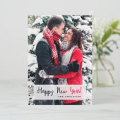 Gelukkig Nieuwjaar Eenvoudige Uitgesneden Script T Feestdagenkaart (Staand voorkant)