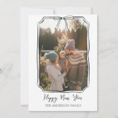 Gelukkig Nieuwjaar Eenvoudige Zwarte en Witte Gezi Feestdagenkaart (Voorkant)