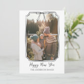 Gelukkig Nieuwjaar Eenvoudige Zwarte en Witte Gezi Feestdagenkaart (Staand voorkant)