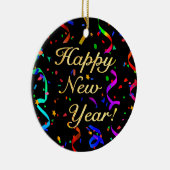 "Gelukkig nieuwjaar!" (eenzijdig) siervormig Keramisch Ornament (Rechts)