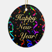 "Gelukkig nieuwjaar!" (eenzijdig) siervormig Keramisch Ornament (Links)