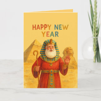 Gelukkig Nieuwjaar Egyptische Farao Kerstman Grapp Kaart