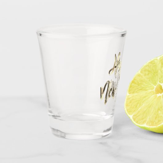 Gelukkig Nieuwjaar Elegant Gold Look Script Chic Shot Glas (Links)