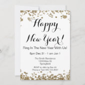 Gelukkig Nieuwjaar Elegant Goud en Witte Confetti Kaart (Voorkant)
