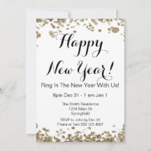 Gelukkig Nieuwjaar Elegant Goud en Witte Confetti