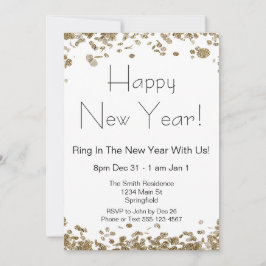 Gelukkig Nieuwjaar Elegant Goud Glitter en Wit Kaart