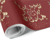Gelukkig Nieuwjaar Elegant Goud Script Rood Cadeaupapier (Rol Hoek)