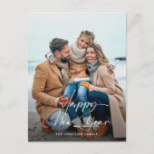Gelukkig Nieuwjaar Elegant Minimaal Script Foto Feestdagenkaart (Voorkant)