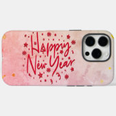 Gelukkig Nieuwjaar Elegant Red Script&Soft Pastel Case-Mate iPhone Case (Achterkant (horizontaal))