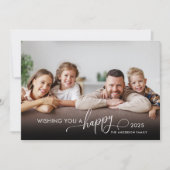 Gelukkig Nieuwjaar Elegant Script 2 Foto Feestdagenkaart (Voorkant)