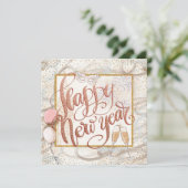 Gelukkig Nieuwjaar Elegant Script Champagne Ballon Feestdagenkaart (Staand voorkant)