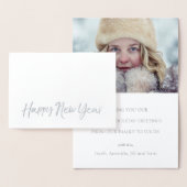 GELUKKIG NIEUWJAAR Elegant Script Vakantie Foto ZI Folie Kaarten (Display)