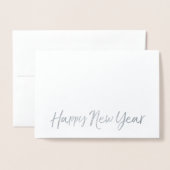 GELUKKIG NIEUWJAAR Elegant Script Vakantie Foto ZI Folie Kaarten (Voorkant met envelop)