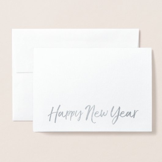 GELUKKIG NIEUWJAAR Elegant Script Vakantie Foto ZI Folie Kaarten (Voorkant met envelop)