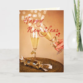 Gelukkig Nieuwjaar Elegante Kerst champagne Feestdagen Kaart