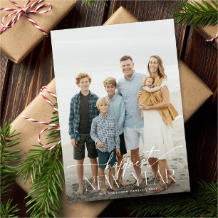 Gelukkig Nieuwjaar Elegante Kerst Foto Kaart