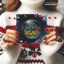 Gelukkig nieuwjaar elegante neon zwarte KAART