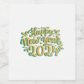 Gelukkig Nieuwjaar en een glanzend 2024 Wijn Etiket (Enkel label)