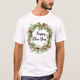 Gelukkig Nieuwjaar en Kerstkrans Man T-shirt