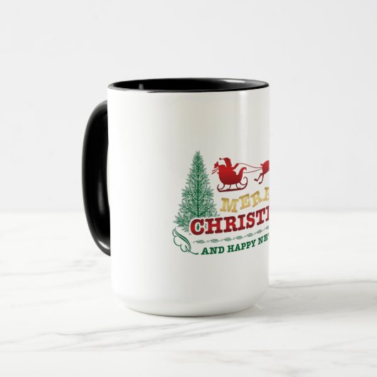 Gelukkig nieuwjaar en vrolijk kerstfeest mok (Voorkant links)