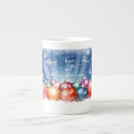 Gelukkig Nieuwjaar en vrolijke kerstcadeautjes Porselein Kop (Voorkant)