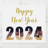 Gelukkig Nieuwjaar Eve 2024 Opkomst uit 2023 Sparkling Wijnetiket (Enkel label)