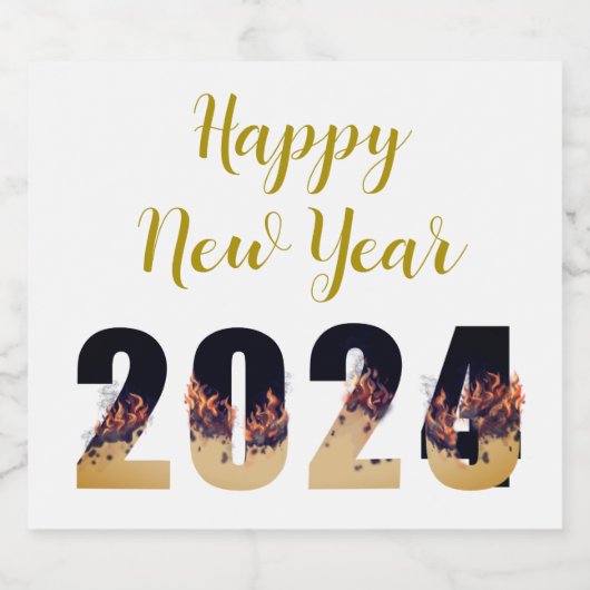 Gelukkig Nieuwjaar Eve 2024 Opkomst uit 2023 Sparkling Wijnetiket (Enkel label)
