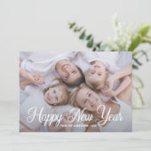 Gelukkig Nieuwjaar Familie Foto Minimalistische Wi Feestdagenkaart (Staand voorkant)