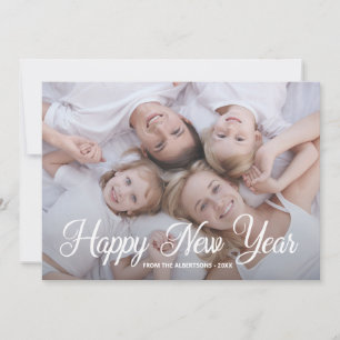 Gelukkig Nieuwjaar Familie Foto Minimalistische Wi Feestdagenkaart