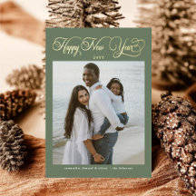 Gelukkig Nieuwjaar Familie Sage Groen 4 Foto Colla