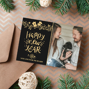 Gelukkig Nieuwjaar Familie Vakantiefoto Kaart