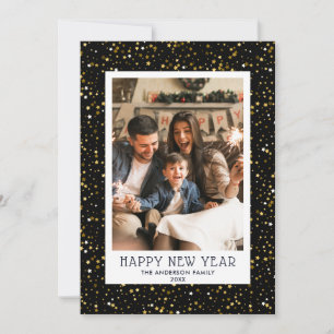 Gelukkig Nieuwjaar Familie Vakantiefoto Kaart