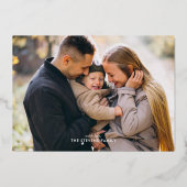 "Gelukkig Nieuwjaar" Fantasie Script Foto Folie Feestdagenkaart (Voorkant)