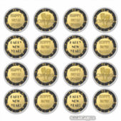 Gelukkig nieuwjaar! Faux Gold Foil en Gold Glitter Sticker (Voorkant)