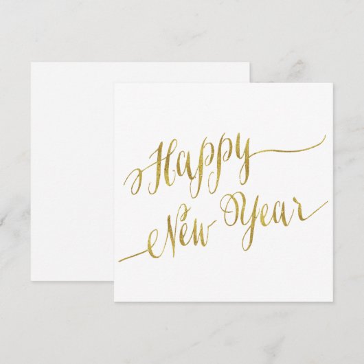 Gelukkig Nieuwjaar Faux Gold Foil Groet Feestdagenkaart (Voorkant / Achterkant)