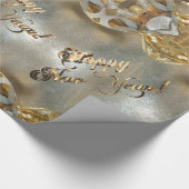 Gelukkig Nieuwjaar Faux Gold Foil Script Elegant C Cadeaupapier (Hoek)