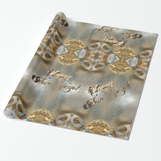 Gelukkig Nieuwjaar Faux Gold Foil Script Elegant C Cadeaupapier (Uitgerold)