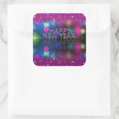 Gelukkig nieuwjaar! | Faux Pink Glitter Vierkante Sticker (Tas)