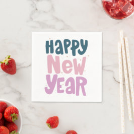 Gelukkig Nieuwjaar Feest Glitter Papier Servet