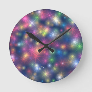 Gelukkig Nieuwjaar Feest Glitter Sterren Ronde Klok