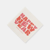 Gelukkig Nieuwjaar feest leuk trendy retro roze ro Servet (Hoek)